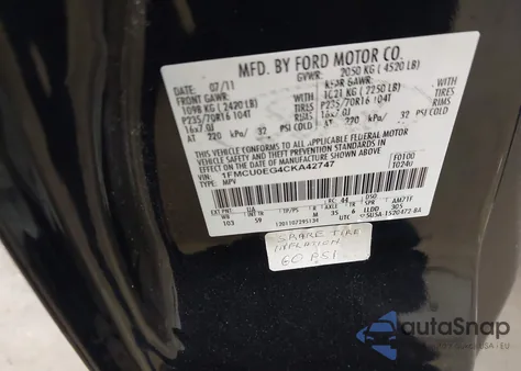 2012 Ford Escape Limited from USA, damaged, VIN 1FMCU0EG4CKA42747